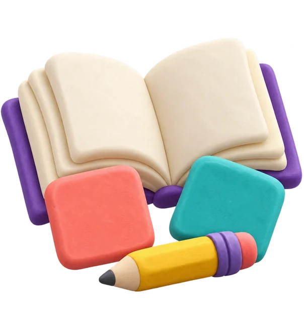 Buku dan pensil dari clay